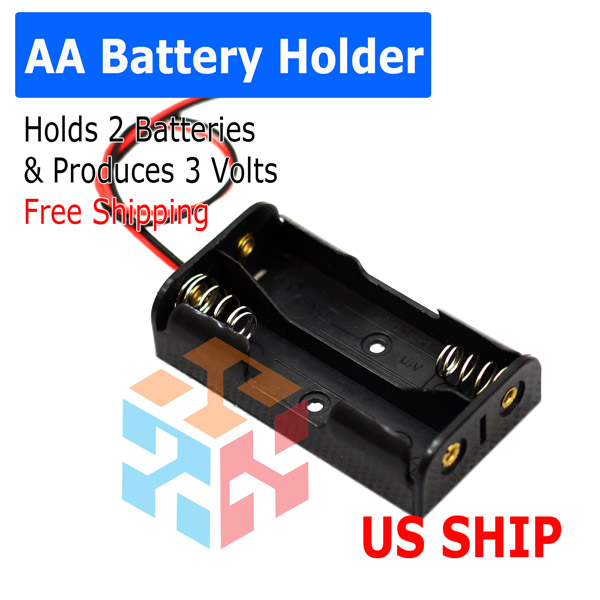 2X AA DIY Battery Holder Case Box Base 3V Volt PCB Mount With Bare Wire