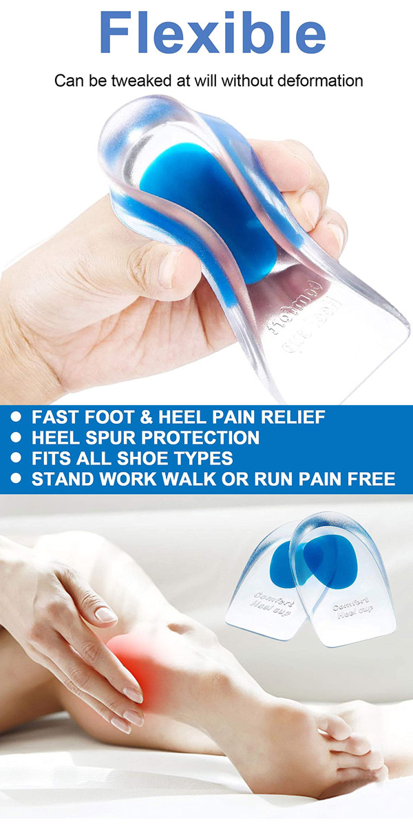 2 Pairs Gel Heel Cushion Insoles Spur Shoe Pad High Heel Insert