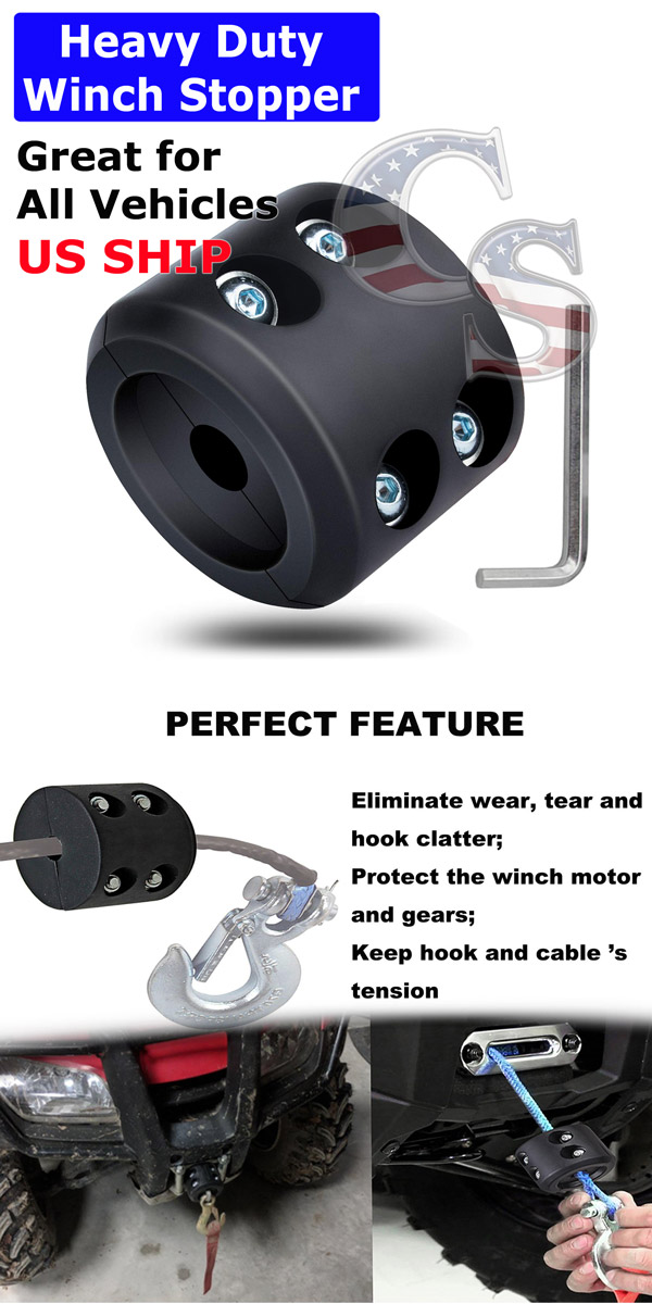ATV UTV Winch Stopper Rubber Heavy Duty Cable Line Saver Waterproof