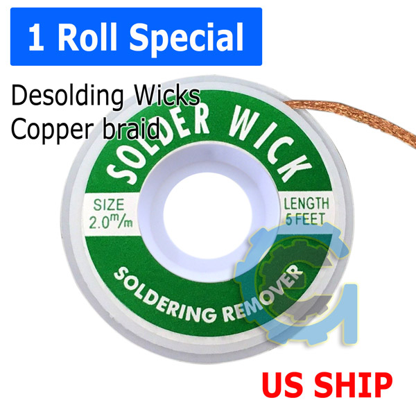 2.0mm Desoldering Braid Solder Remover Spool Copper Wick 5 ft 1.5m
