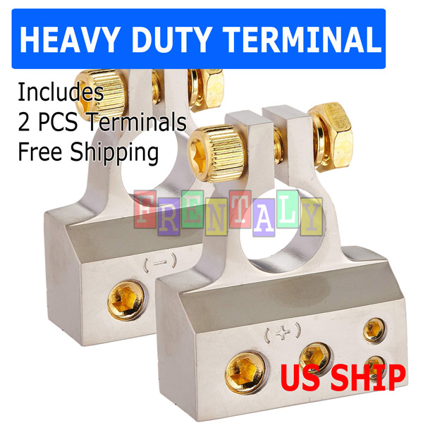 2 Car Battery Terminal Connector Top Post Positive Negative Heavy Duty Universal
