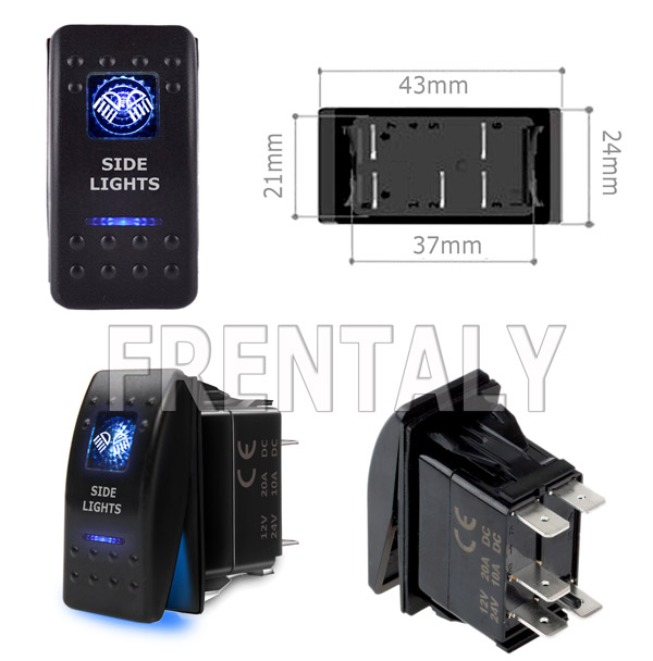 Blue LED Rocker Toggle Switch – 12V, 20A/10A, 5-Pin, Waterproof For Car Or Boat