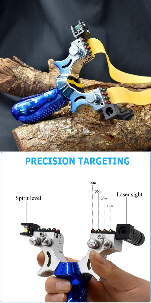 Hunting Alloy Catapult Laser Slingshot With Rubber Aim Point - Foto 9
