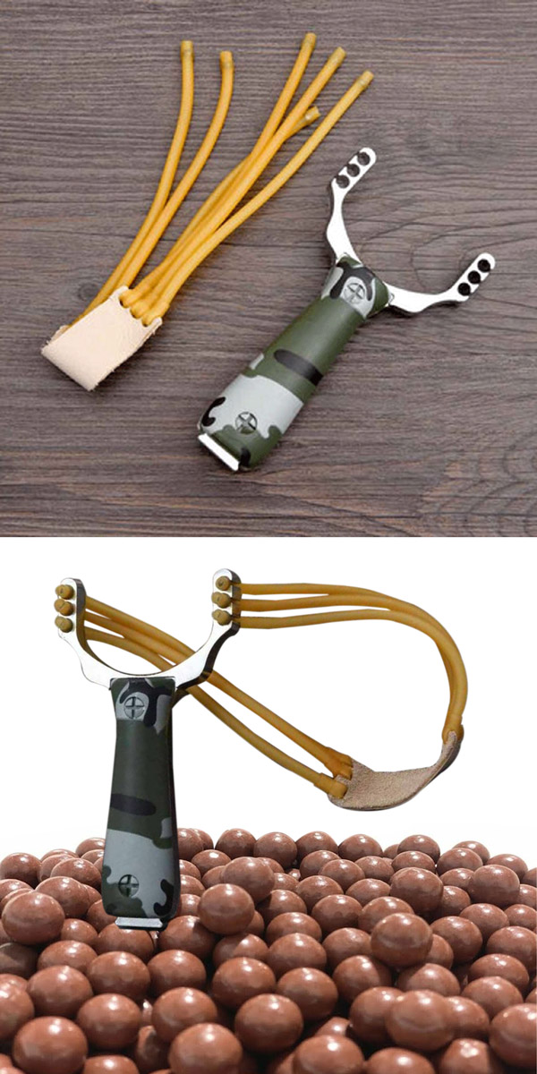 Slingshot CAMOUFLAGE + 200 BIODEGRADABLE CLAY AMMO Balls 3/8" Catapult