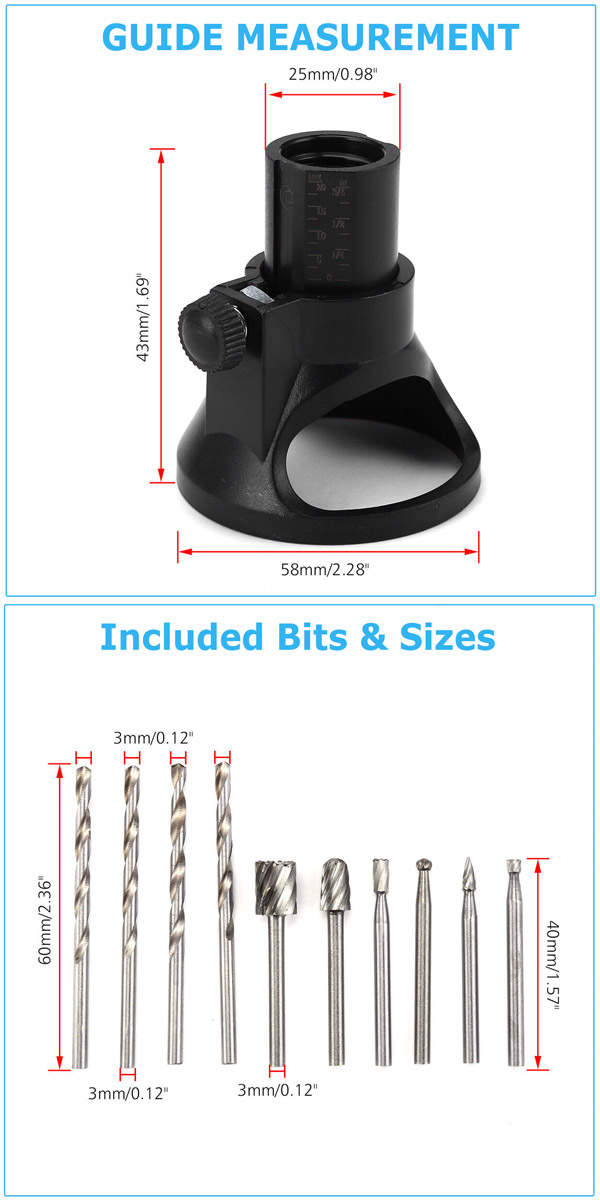 For Dremel Rotary Multi Tool Cutting Guide HSS Router Drill Bits
