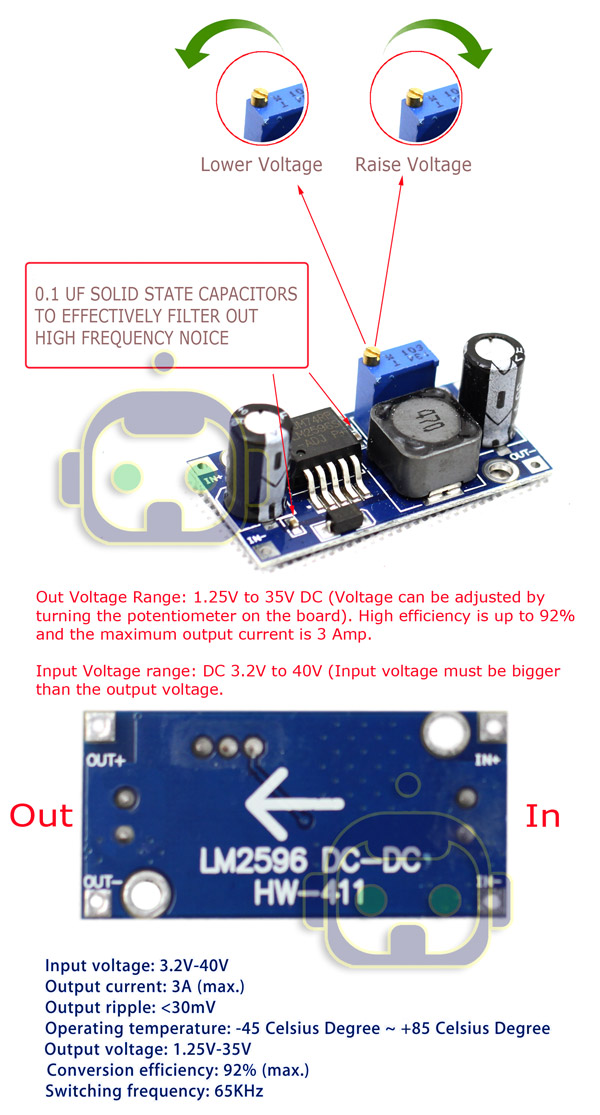 Lm2596s Dc Dc 3a Buck Adjustable Step Down Power Supply Converter Module Arduino Ebay