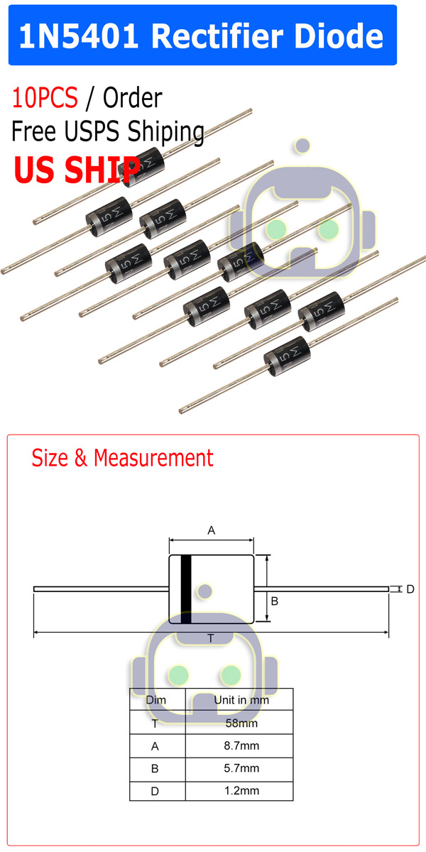 10x 1N5401 MOTOROLA DIODE GEN PURP 100V 3A AXIAL IN5401 2/units eBay