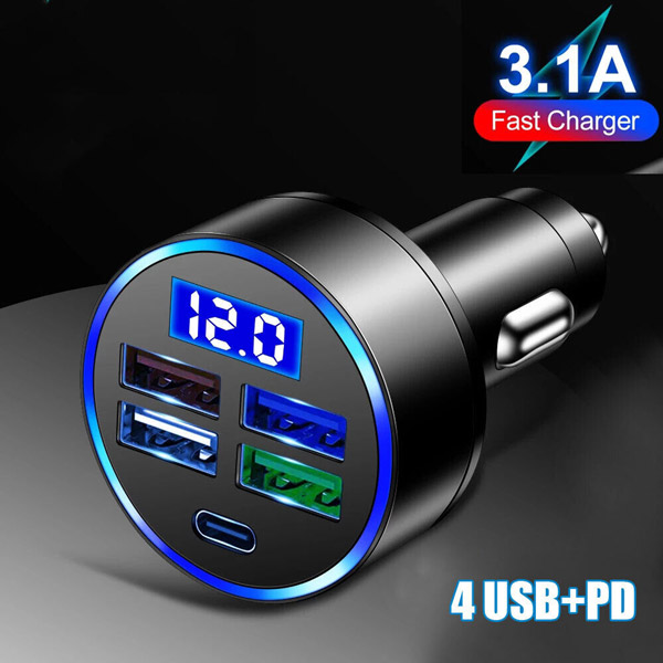 4 In 1 USB C Car Charger, 168W Multi USB Cigarette Lighter Adapter, Socket Splitter With 3 USB Ports, 12V/24V Dual USB Type C PD Fast Car Charger Adapter For IPhone 14/13/12/11,iPad,Samsung,LG,GPS - Foto 6
