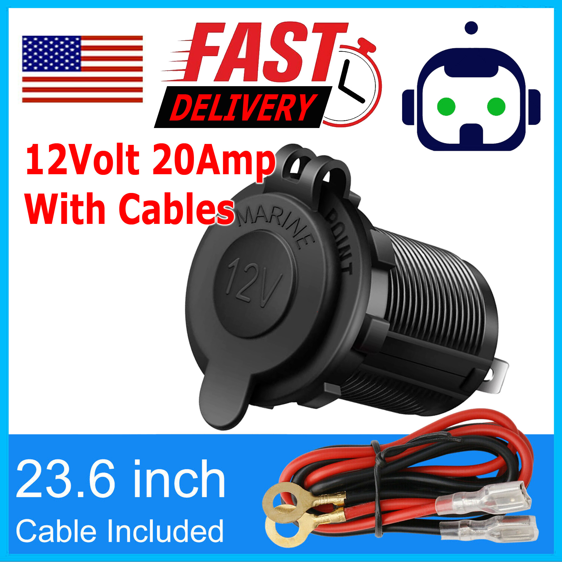 how many watts is cigarette lighter 12V Waterproof Car Cigarette Lighter Socket Outlet Charger Power Adapter  Plug US