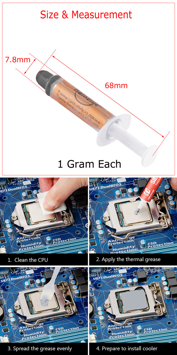 High Performance Silver Thermal Grease CPU Heatsink Compound Paste Syringe TECH ON PC PC