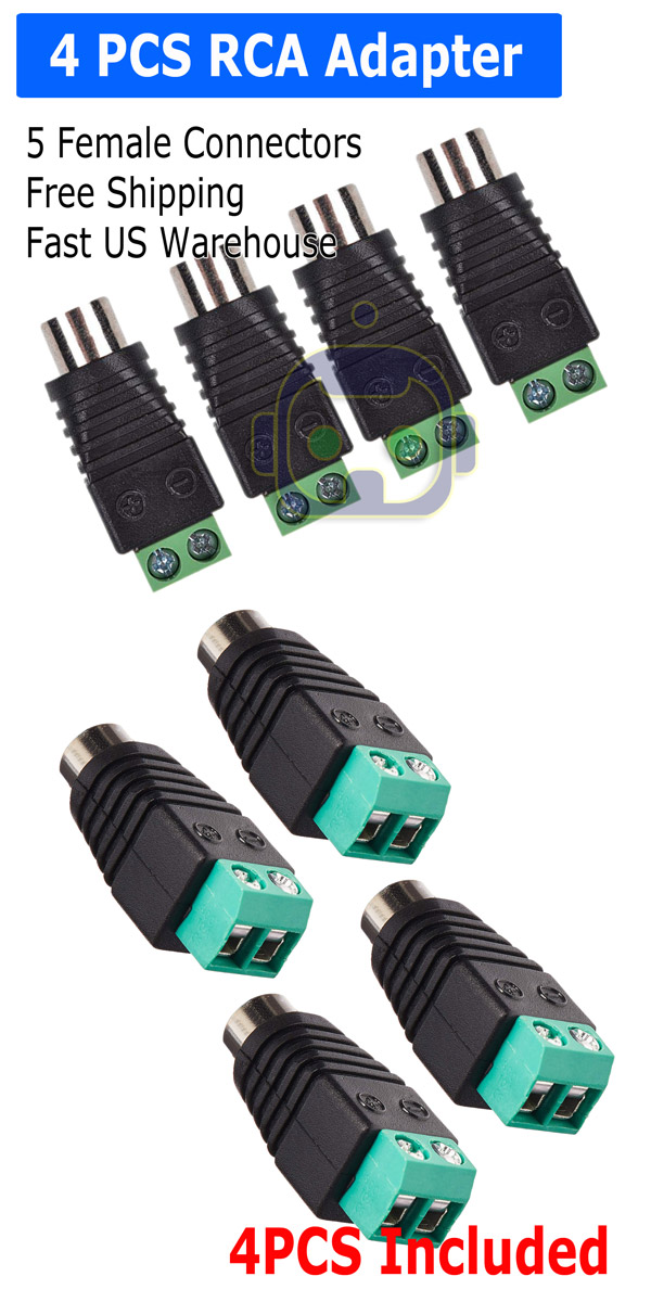 4X Speaker Wire cable to Audio Female RCA Connector Adapter Jack Plug