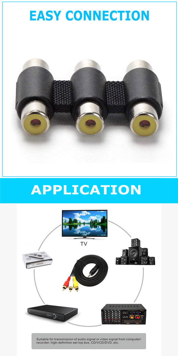 2 Pack RCA Female To Female Coupler,Dual Coupler, Barrel