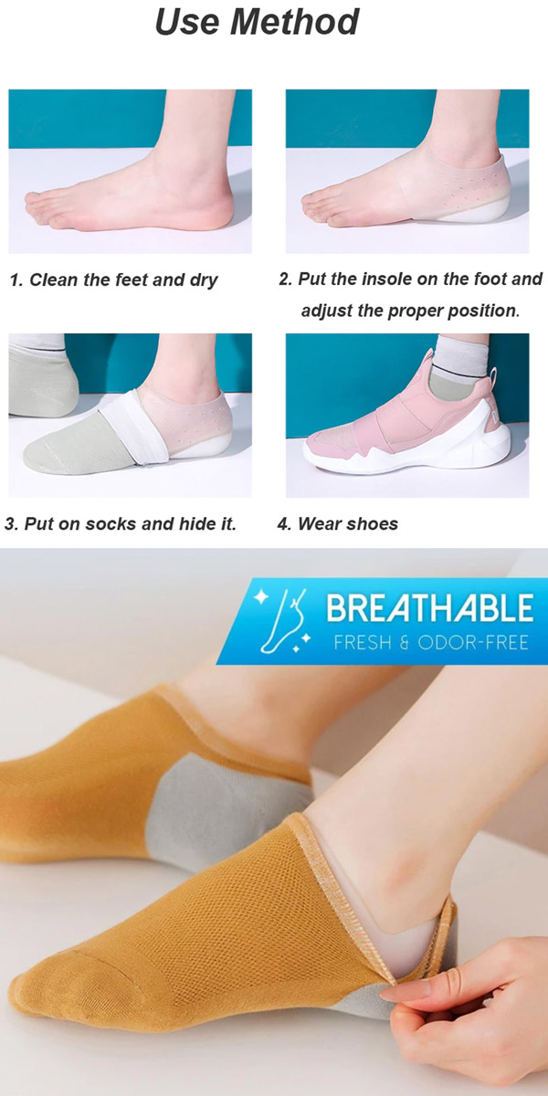 thumbnail image 2 of Invisible Height Increase Silicone Insoles – Concealed Footbed Enhancers Pads 2 of 6